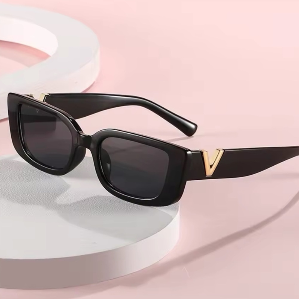 NEW Retro Black Sunglasses with Gold Accent